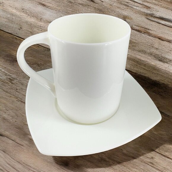MIKASA Elegance White Porcelain Bone China White Cup And Saucer Ceramic Set - Picture 1 of 13
